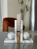 White Marble Ball Bookends