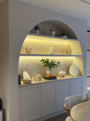 Bespoke marble arch feature wall in a contemporary Dubai interior