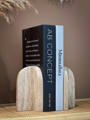 Pair of travertine marble arched bracket bookends