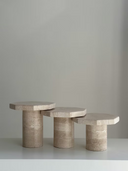 Travertine Candle Pillar Set