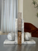 White Marble Ball Bookends