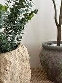 Rugged Travertine Vase by Sand & Stone, Dubai